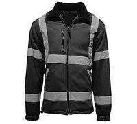 FAIRY TRENDZ Veste polaire haute visibilité entièrement doublée pour homme avec poche zippée, Noir , S