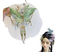 Fairy Wing Hair Clip, Large Fairy Wing Hairs Clips, 3D Moving Wings Hair Clips, Butterfly & Beaded Design Hairs Claws for Hairstyles (Green)