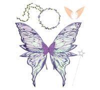 Fairy Wings - Costume de Papillon Kids | Costume de fée pour Les Filles | Ailes d'ange avec des Oreilles de de Guirlande Florale | Accessoires de Robe de Cosplay pour Les fêtes de Maquillage