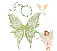 Fairy Wings Ensemble de costume papillon pour fille, accessoire de déguisement d'ange léger, accessoire de cosplay léger, tenue de fête colorée pour mariage, anniversaire, maquillage, , femmes