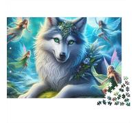 Fairy Wolf Lumière de Lune 1000 Pièces Puzzle pour Adultes Qualité Premium Anti-Stress Stimuler l'esprit pour Débutants pour Collectionner 52x38cm/1000pcs