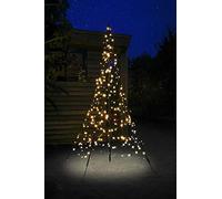 Fairybell Sapin de Noël à LED pour l'extérieur - 2 mètres - 300 LED - Sapin de Noël avec mât de Drapeau - Blanc Chaud