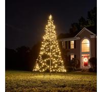 Fairybell Sapin de Noël à LED pour l'extérieur - 3 mètres - 360 LED - Sapin de Noël avec mât de Drapeau - Blanc Chaud