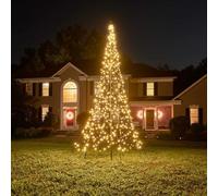 Fairybell Sapin de Noël à LED pour l'extérieur - 4 mètres - 640 LED - Sapin de Noël avec mât de drapeau - Blanc chaud avec Twinkle