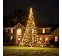 Fairybell Sapin de Noël à LED pour l'extérieur - 6 mètres - 1200 LEDs - Sapin de Noël dans Un mât de Drapeau - Blanc Chaud - mât Non Compris