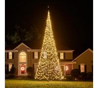 Fairybell Sapin de Noël à LED pour l'extérieur - 6 mètres - 2000 LEDs - Sapin de Noël dans un mât de drapeau - Blanc chaud - mât non compris