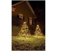 Fairybell - Sapins de Noël duo LED - Deux sapins de Noël à 120 LED - 0,9 m - Blanc chaud - Décorations de Noël en plein air