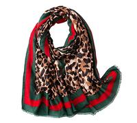FAIRYGATE Chaude Écharpe Femmes Mode Léopard Carreaux Doux Coton Foulard Imprimée Unique Grand Châle Automne Hiver Etoles Cache-Cou 81020