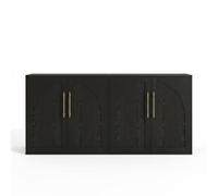 FairyLee Buffet Noir 2 Portes avec Rangement, Console d'entrée Design arqué | Design arqué élégant, grand espace de rangement intérieur, kit anti-basculement pour sécurité, entrée pleine de style
