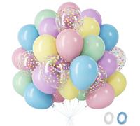 Fairymaiden Ballons Pastel- 60 Pièces Rose Jaune Vert Violet Bleu Ballon Avec Confettis Ballons, Ballon Helium Pour Decoration Anniversaire Baby Shower Mariage Baptême Douche Gender Reveal, 12 Pouces