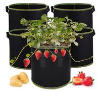 FairyPeach Sac de Plantation 26.49L, Non Tissé Bac Géotextile Respirant 5Pcs, Sac de Culture Pomme de Terre avec Poignées, Pots de Fleurs,Plante,Tomate,Jardinieres Exterieur Terrasse Balcon Potager