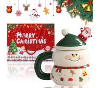 Fairypeach Tasse de Noël, Mug de Noël 400ml, Tasse à Café en Céramique Noël, Mug Noel Hiver avec Couvercle et Cuillère, Modèle d'Arbre de Noël Bonhomme de Neige Père Noël, Tasses pour Cadeau Noël (XR)