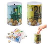 FairyPeach Tirelire Euro 2Pcs, 11x7.5 cm, Ne s'Ouvre Pas, 100/200 Billet, Metal, Grande Money Saving Box, Cadeau Créatif
