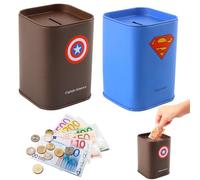 FairyPeach Tirelires Euro, 2Pcs, 10.5 * 7.5cm, Tirelire Qui Ne S'Ouvre Pas, Metal, Billet, Grande Euro Money Saving Box, Cadeau Créatif (Alliance)