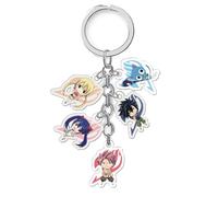 Fairys Tails Cinq Rôles Porte Clés Anime Fairys Tails Clé De Lucy Figurine Keychain Pendentifs Acryl Porte Clef Fairys Tails Decoration