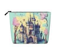 Fairytale Castle Trousse de maquillage polyvalente en faux chanvre - Organiseur de toilette de voyage, parfait pour un usage quotidien, les voyages d'affaires et plus encore., Noir , Taille unique