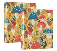 Fairytale Lot de 1/2 classeurs rétro champignons et escargots 1 et 1/2 pouces à trois anneaux avec poches intérieures