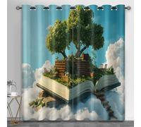 Fairytale Wonderland Lot de 2 rideaux occultants thermiques pour salon, île flottante, jardin, décoration de lieux de divertissement, 168 x 229,1 cm