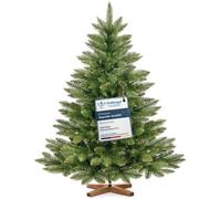 FairyTrees Sapin de Noël Artificiel 120 cm NORDMANN | Arbre de Noël avec Support en Bois | Sapin avec Tronc Vert | Made in EU