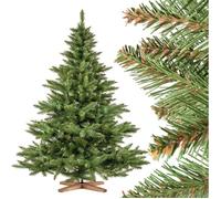 FairyTrees Sapin de Noël Artificiel 180cm NORDMANN | Arbre de Noël avec Support en Bois | Sapin avec Tronc Vert | Made in EU