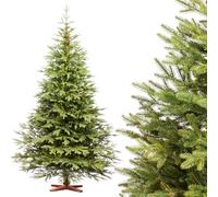 FAIRYTREES Sapin de Noël Artificiel 250 cm Nordmann Exclusif 100% PE | Éléments naturels moulés par Injection | Fabriqué en UE | Arbre de Noël avec Support en Bois de frêne Fait à la Main