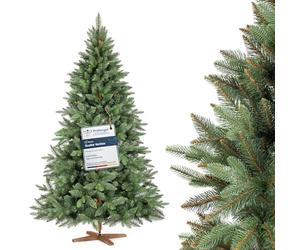 FAIRYTREES Sapin de Noël Artificiel, Nordmann Premium 180 cm, Éléments naturels moulés par Injection, Fabriqué en UE, Arbre de Noël avec Support en Bois de frêne Fait à la Main