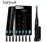 Fairywill-Brosse à dents électrique Sonic avec chargeur USB, brosse à dents électronique étanche avec étui de voyage, remplacement de 8 brosses, FW507 FW-ET507Pink-8BH