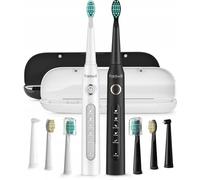 Fairywill Fw-507 Brosse à dents sonique avec embout de brosse à dents et étui (noir et blanc)