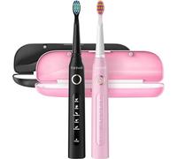 Fairywill Fw-507 Brosse à dents sonique avec embout de brosse à dents et étui (noir et rose)