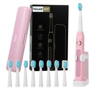 Fairywill FW507 brosse à dents électrique sonique chargeur USB dent 8brosse de remplacement brosse à dents électronique étanche avec étui de voyage FW-ET507White-8BH