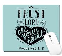 Fais Confiance Au Seigneur De Tout Ton Cœur (Citation Biblique Chrétienne) Tapis De Souris Portable Mouse Pad Bords Cousus Tapis Souris pour Pc Études Travail 25X30Cm
