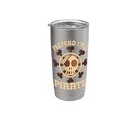 Fais semblant d'être un crâne de pirate Crossbones Easy Funny Halloween Gobelet isotherme en acier inoxydable double paroi