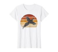 Faisan Chasse Rétro Coucher De Soleil Upland Bird Hunter Vintage T-Shirt Graphique avec Valeur, Femme, Blanc, XL