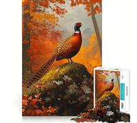 Faisan dans Les Bois d'automne Puzzle de 1000 pièces pour Adultes Jeu de réflexion Relaxant et apaisant Image à Assembler pour Les vœux du Père Noël (50x75cm)