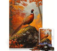 Faisan dans Les Bois d'automne Puzzle de 1000 pièces pour Adultes Jeu de réflexion Relaxant et apaisant Image à Assembler pour Les vœux du Père Noël (50x75cm)