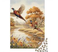 Faisans vol 1000 PC Carton DIY Campagne Automne Puzzle Adultes/Adolescents, Activité Familiale Défiante, Soulagement Stress, Couleurs Vives & Décor Mural 52x38cm/1000pcs