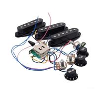Faisceau de câblage pour micro de guitare électrique avec interrupteur 5 voies 2T1 V SSS pré-câblé avec boutons noirs pour guitares de la série ST (noir)