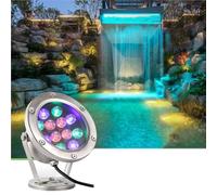 Faisceau LED Projecteurs - Spot LED Fontaine, Éclairage De Paysage De Jardin, Projecteur De Fontaine Submersible En Acier Inoxydable À LEDs 12 V, Lumière De Bassin Sous-marine IP68(Warm White,12W)