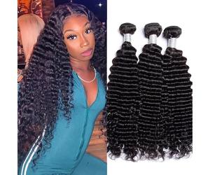 Faisceaux de cheveux Bundles Vague Profonde Cheveux Cheveux Bouclés Profondes 1/3/4 Faisceaux Brésiliens Cheveux Humains Naturel Noir Armure Extensions de cheveux(REMY CHAIR_28INCHES 1 BUNDLE)
