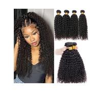 Faisceaux de cheveux humains Extensions de cheveux indiens crépus et bouclés, lots de 1, 3 ou 4, tissages afro et cheveux Remy Extensions de cheveux(24 26 28 30)