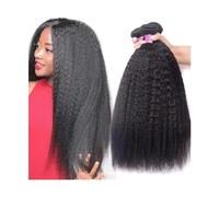 Faisceaux de cheveux Lot de 1/3/4 mèches cheveux humains crépus lisses Yaki, couleur naturelle, extension brésiliens Remy(14 14 14 14)