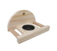 Faisseur De Perchoir De Perche - Plate-Forme D'oiseau en Bois, Plateau De Friandise pour Animaux De Compagnie | Récipient D'aliments en Acier Inoxydable À Serrage, Accessoire De Bol en Acier Amovible