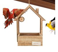 Faisseur D'oiseaux En Bois - 22x6x26.5 Cm Style De Maison D'oiseau Rustique, Station Multi-oiseaux En Plein Air | Cédar Build With Stand Option Backyard Feeding, Nature Observation, Garden Trees, Deco