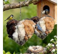 Fait à la Main Alpaca Fibre Oiseau Nidification Coeur, Nidification matériel pour Oiseau Sauvage, Support de matériau de Nidification Rechargeable,Colibri Maison décoration,pour Les Amateurs d'o 2PCS