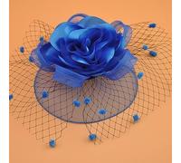 Fait à la Main Dame Femmes Arc Pince à Cheveux Chapeaux Dentelle Plume Mini Chapeau Accessoire de fête de Mariage Race-C-Bleu Royal