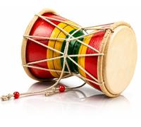 Fait à la main en bois et en cuir classique indien folk Dumroo Damroo Damaru ensemble de batterie à main percussion décoratif collection pièce maîtresse instruments de musique du monde amusant pour