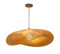 Fait À La Main En Rotin Abat Bambou Pendentif Plafonnier Nuage Forme Hanging Tropical Lampe De Bricolage En Osier Weave Lanterne Lustre Pour Chambre Salon Restaurant Couloir Éclairage Décoratif,80cm
