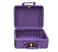 Fait À La Main En Rotin Tissé Mallette De Rangement Maquillage Voyage Pique Nique Panier À Bagages Mini Valise En Rotin Photo Accessoires Cosmétique Porte Panier