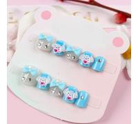 Fait à la main Faux Ongles Corte MouyouGlow,Children Cute Kawaii Carton 3D Cinna moroll Diamant Noeud Papillon Y2K Fake Nails Ongles Artificiels,Kids Acryl Press on Nails pour Filles Teenager 10pz