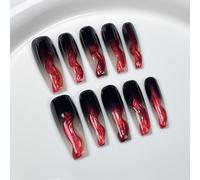 Fait à la main Faux Ongles Long MouyouGlow,Ballerina Noir Rouge Ombré Gothic Vampire Blood Black Red Gradient Resuable Press on Nails,Handmade Fake Nails,10Pcs 120-M